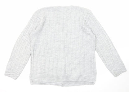 Womens UK Size M Pure & Natural Grey Cardigan Jumper