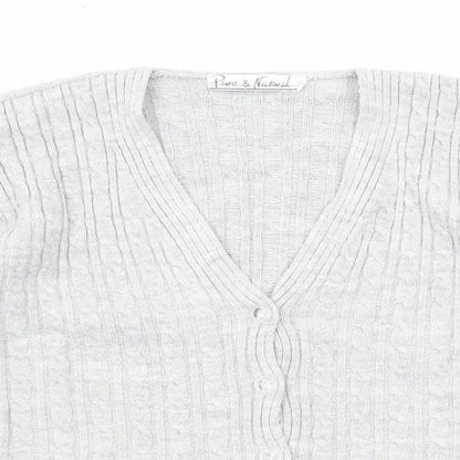 Womens UK Size M Pure & Natural Grey Cardigan Jumper