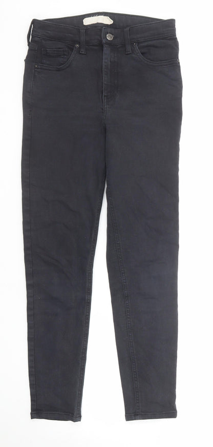 Topshop Womens Black Cotton Skinny Jeans Size 26 in L30 in Regular Zip