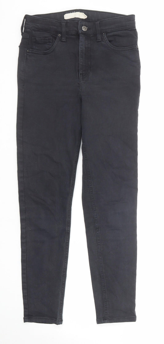 Topshop Womens Black Cotton Skinny Jeans Size 26 in L30 in Regular Zip