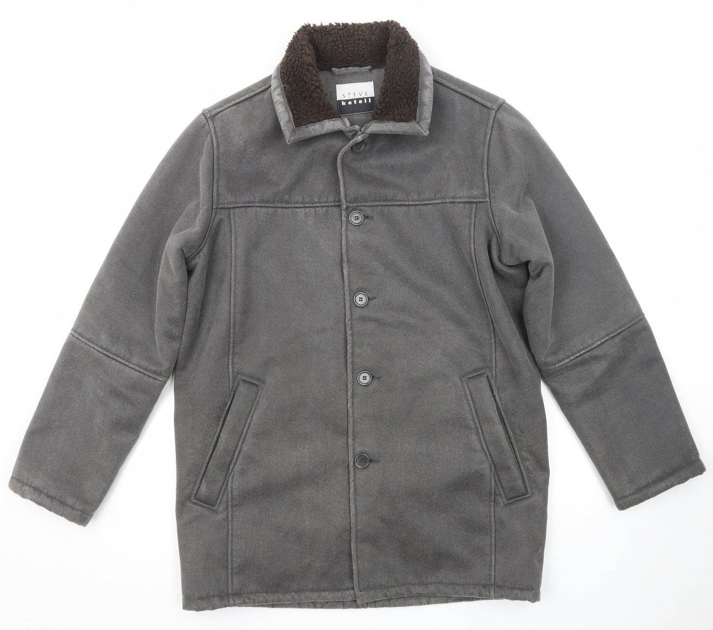 Mens UK Size S Steve Kettle Grey Overcoat