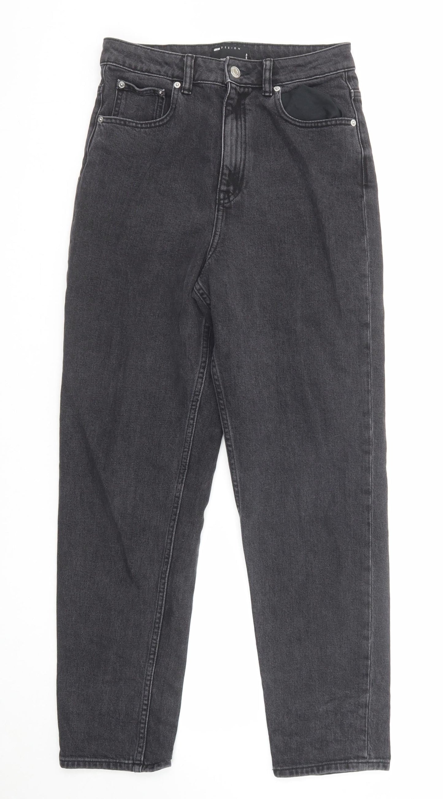 ASOS Womens Black Cotton Straight Jeans Size 28 in L30 in Regular Zip