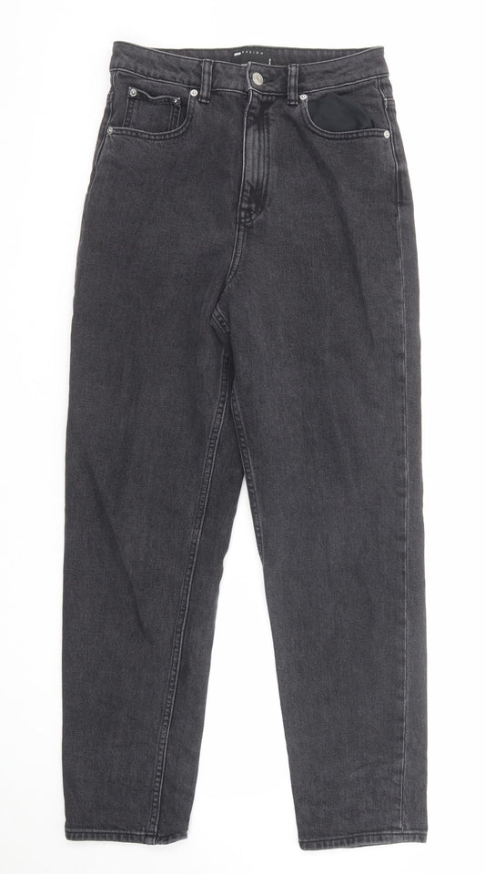 ASOS Womens Black Cotton Straight Jeans Size 28 in L30 in Regular Zip