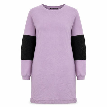 Select Womens Purple Colourblock Viscose Jumper Dress Size 8 Round Neck Pullover