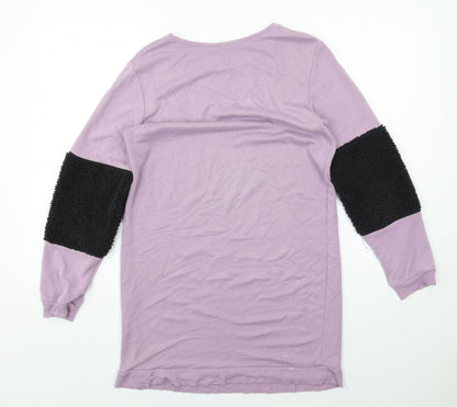 Select Womens Purple Colourblock Viscose Jumper Dress Size 8 Round Neck Pullover