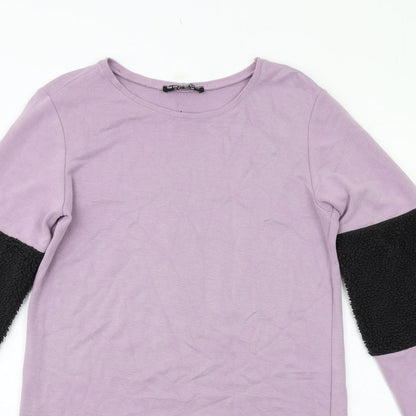 Select Womens Purple Colourblock Viscose Jumper Dress Size 8 Round Neck Pullover