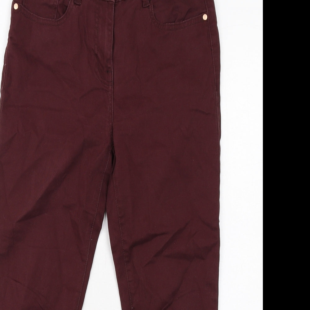 M&Co Womens Red Cotton Tapered Jeans Size 10 Regular Zip