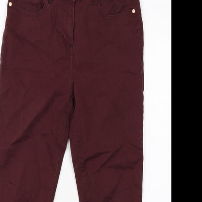 M&Co Womens Red Cotton Tapered Jeans Size 10 Regular Zip