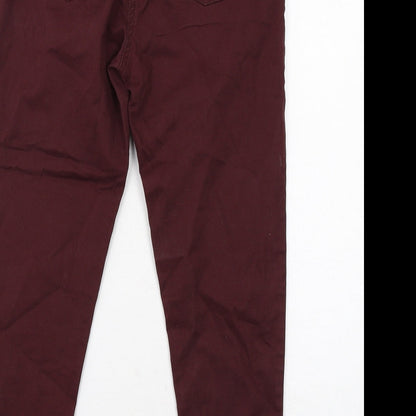M&Co Womens Red Cotton Tapered Jeans Size 10 Regular Zip
