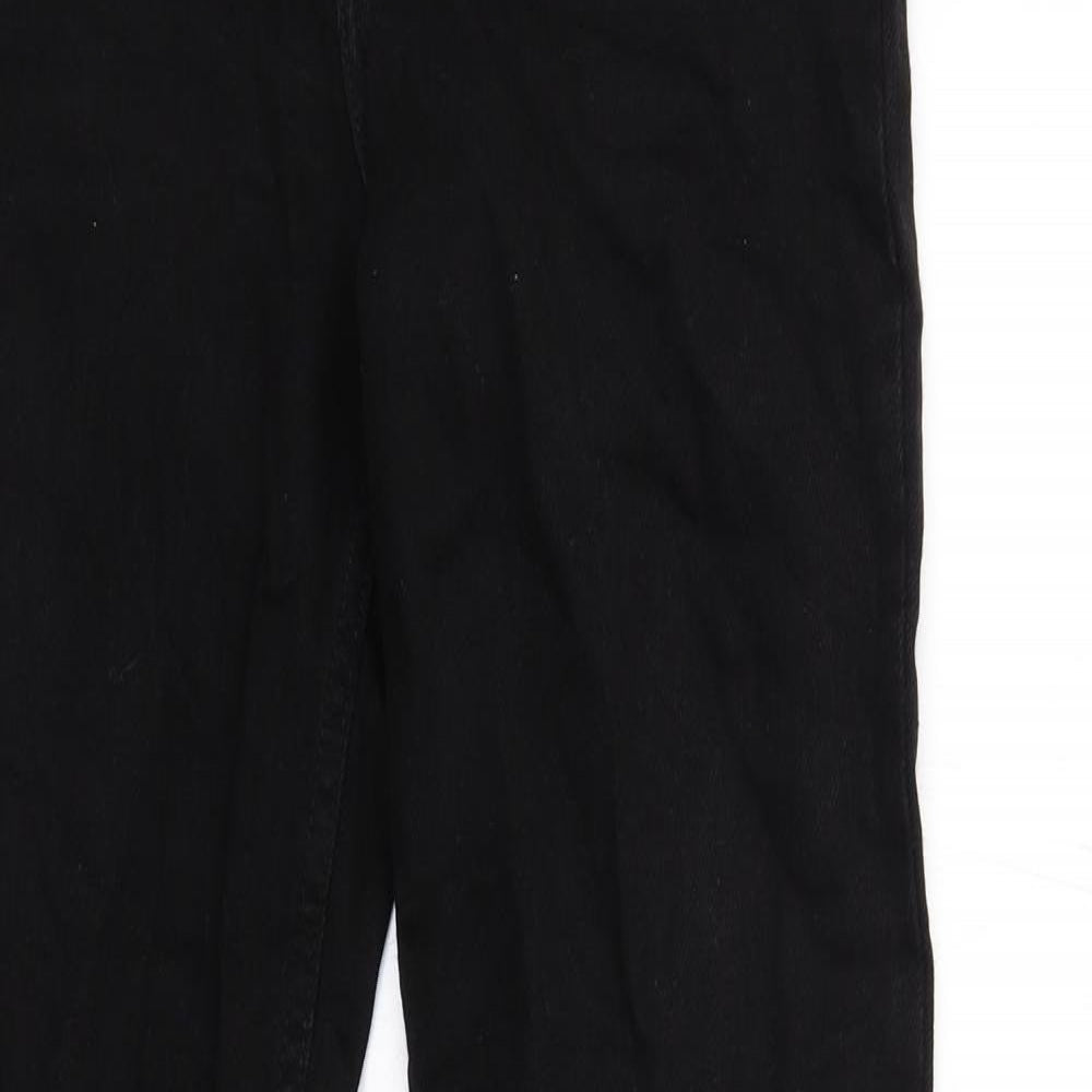 Bershka Womens Black Cotton Straight Jeans Size 10 Regular Zip