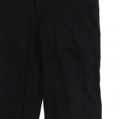 Bershka Womens Black Cotton Straight Jeans Size 10 Regular Zip