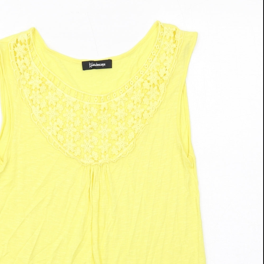 Womens UK Size 12 Kaleidoscope Yellow Basic T-Shirt