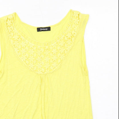 Womens UK Size 12 Kaleidoscope Yellow Basic T-Shirt