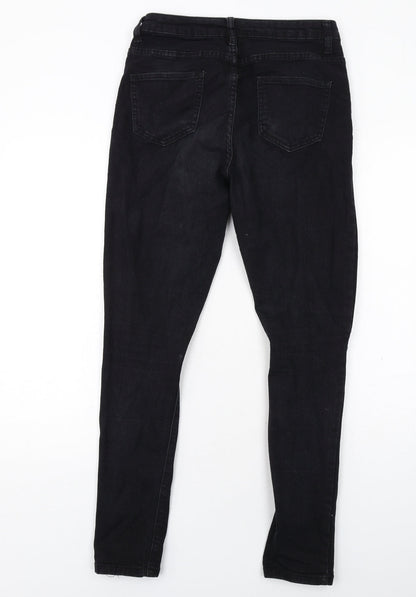 Boohoo Womens Black Cotton Skinny Jeans Size 10 Regular Zip