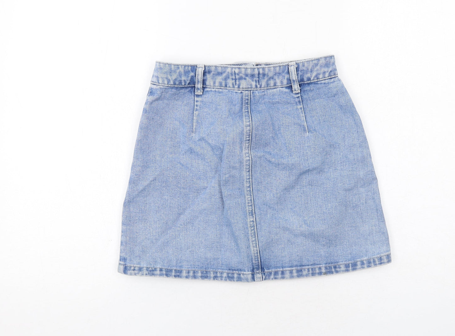 Miss Selfridge Womens Blue Cotton A-Line Skirt Size 6 Button