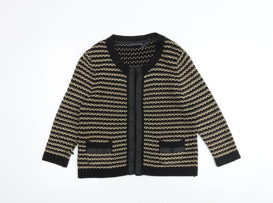 Limited Collection Womens Black Round Neck Geometric Polyester Full Zip Jumper Size 14