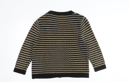 Limited Collection Womens Black Round Neck Geometric Polyester Full Zip Jumper Size 14