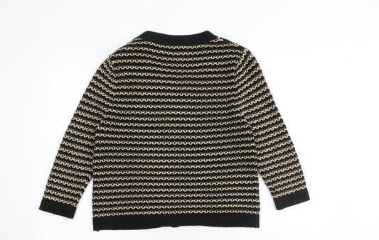 Limited Collection Womens Black Round Neck Geometric Polyester Full Zip Jumper Size 14