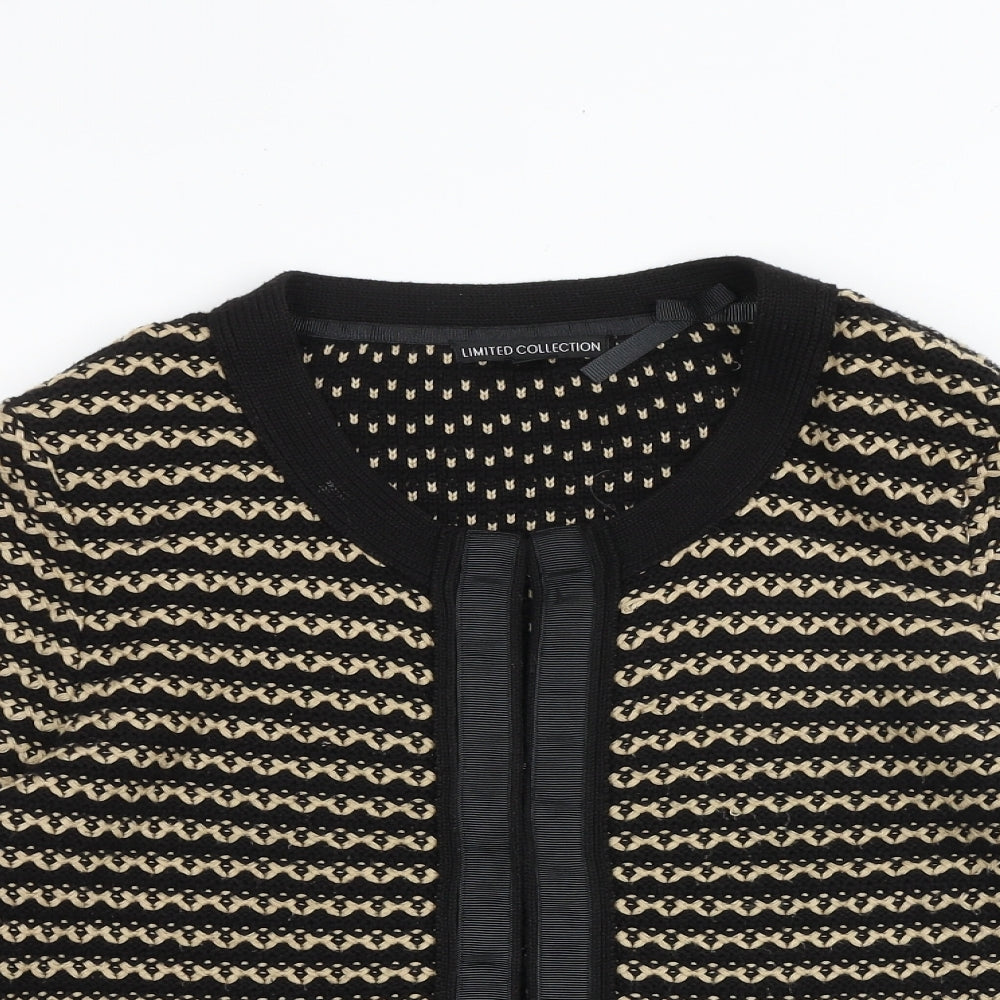 Limited Collection Womens Black Round Neck Geometric Polyester Full Zip Jumper Size 14