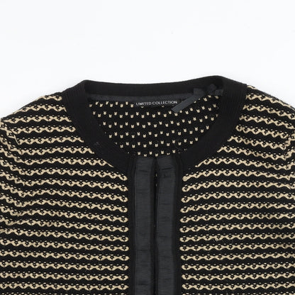 Limited Collection Womens Black Round Neck Geometric Polyester Full Zip Jumper Size 14