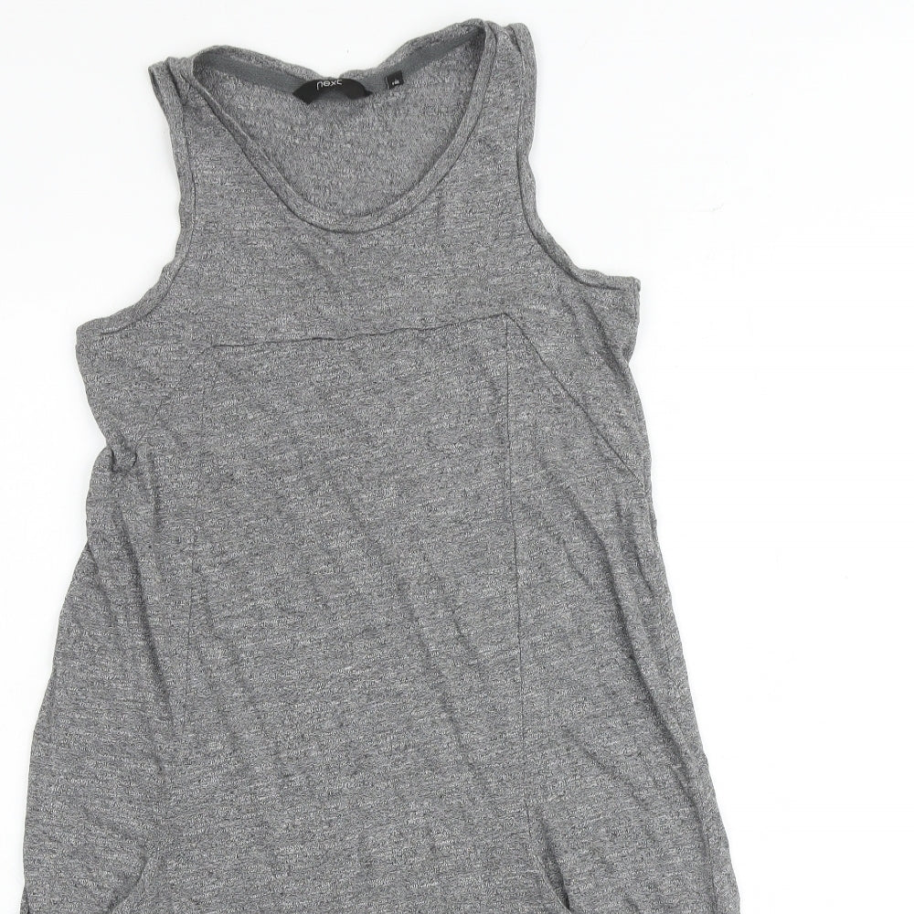 NEXT Womens Grey Polyester Tank Dress Size 8 Round Neck Pullover