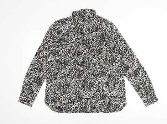 French Connection Womens Multicoloured Animal Print Polyester Basic Button-Up Size 8 Collared - Leopard Print