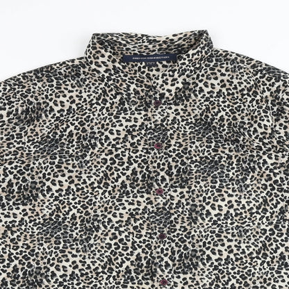 French Connection Womens Multicoloured Animal Print Polyester Basic Button-Up Size 8 Collared - Leopard Print