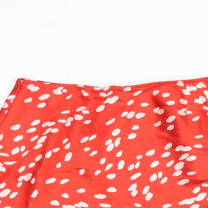 New Look Womens Red Geometric Polyester A-Line Skirt Size 6