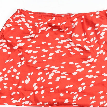 New Look Womens Red Geometric Polyester A-Line Skirt Size 6