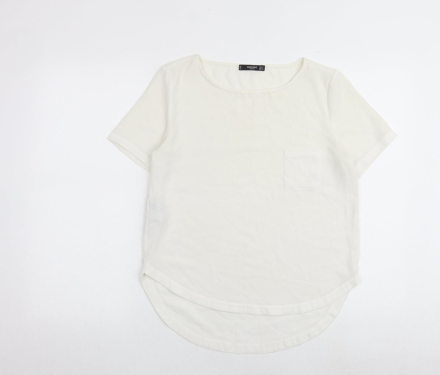 Womens UK Size S Mango White Basic Blouse