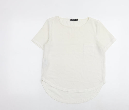 Womens UK Size S Mango White Basic Blouse