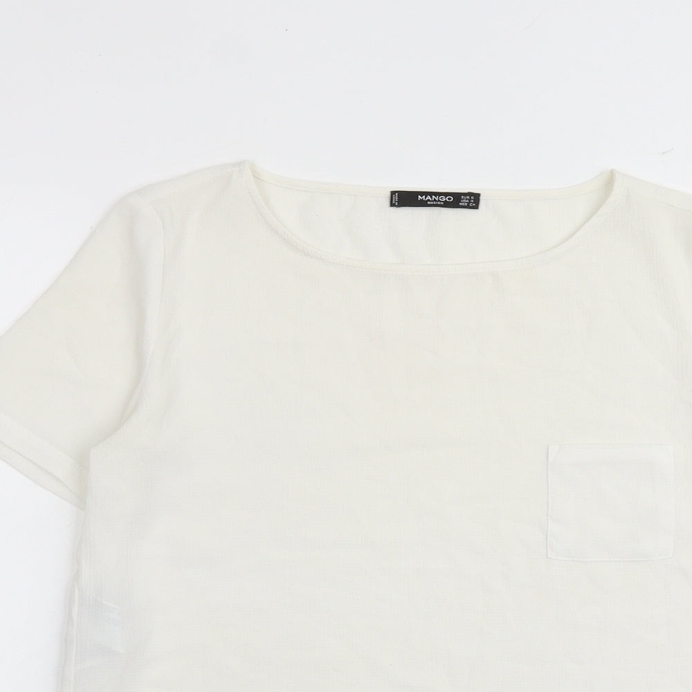 Womens UK Size S Mango White Basic Blouse