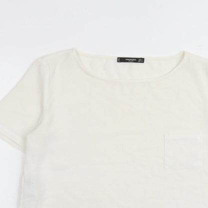 Womens UK Size S Mango White Basic Blouse