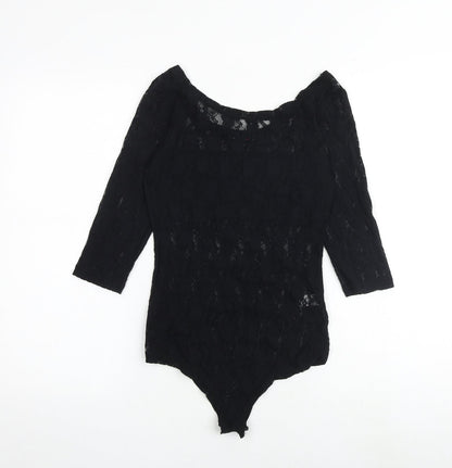 Select Womens Black Nylon Playsuit One-Piece Size M Snap