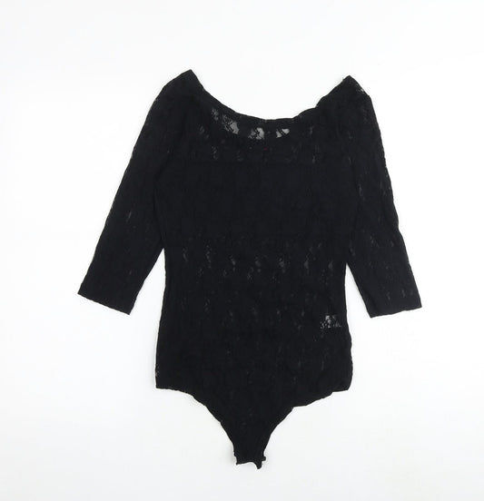 Select Womens Black Nylon Playsuit One-Piece Size M Snap