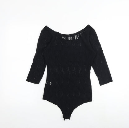 Select Womens Black Nylon Playsuit One-Piece Size M Snap