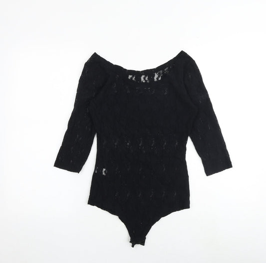 Select Womens Black Nylon Playsuit One-Piece Size M Snap