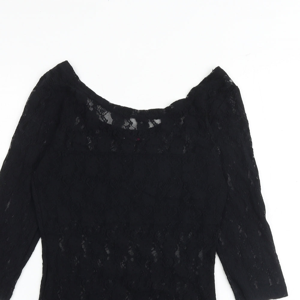 Select Womens Black Nylon Playsuit One-Piece Size M Snap