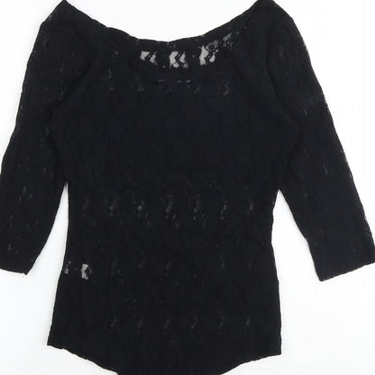 Select Womens Black Nylon Playsuit One-Piece Size M Snap