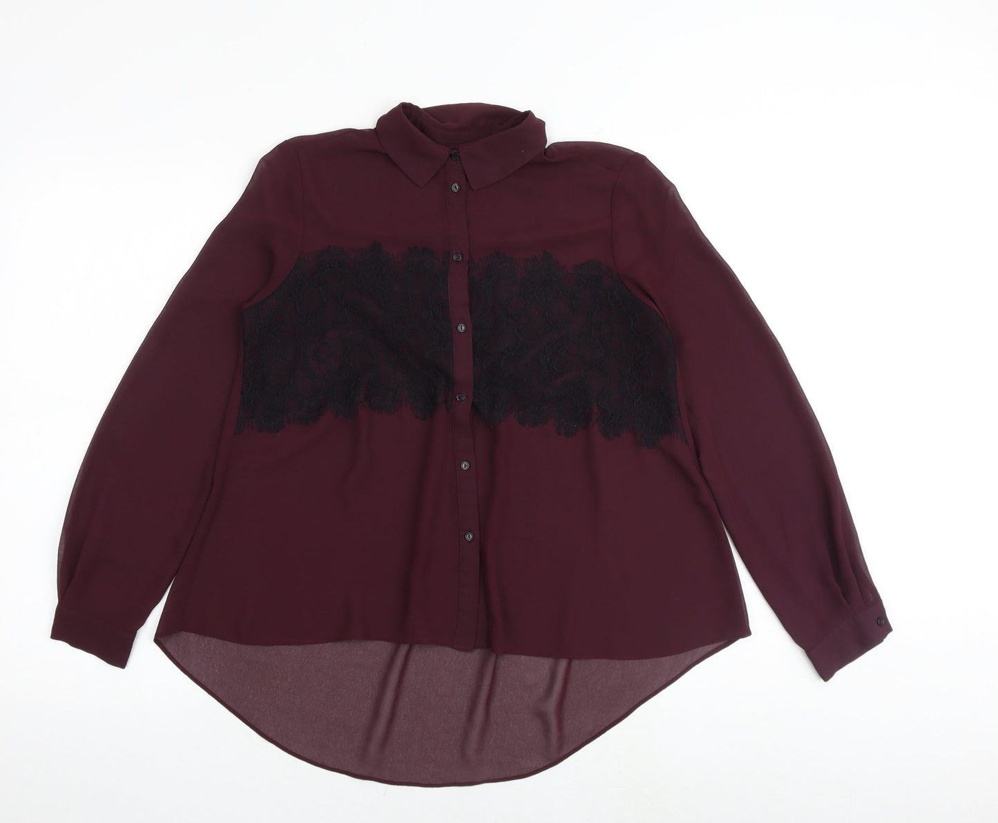 Womens UK Size 8 Topshop Purple Basic Button-Up