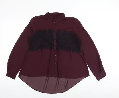 Womens UK Size 8 Topshop Purple Basic Button-Up