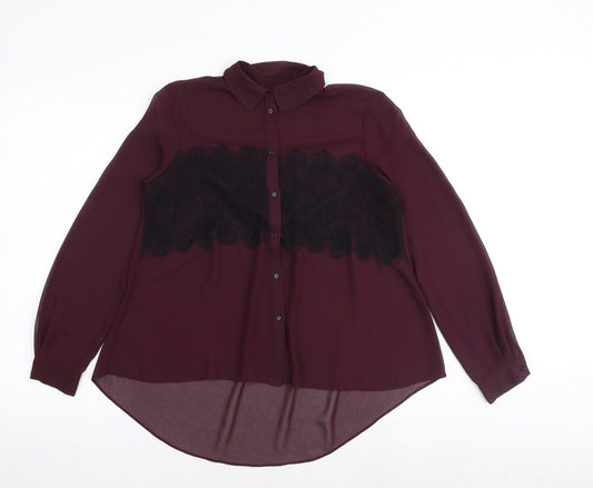 Womens UK Size 8 Topshop Purple Basic Button-Up