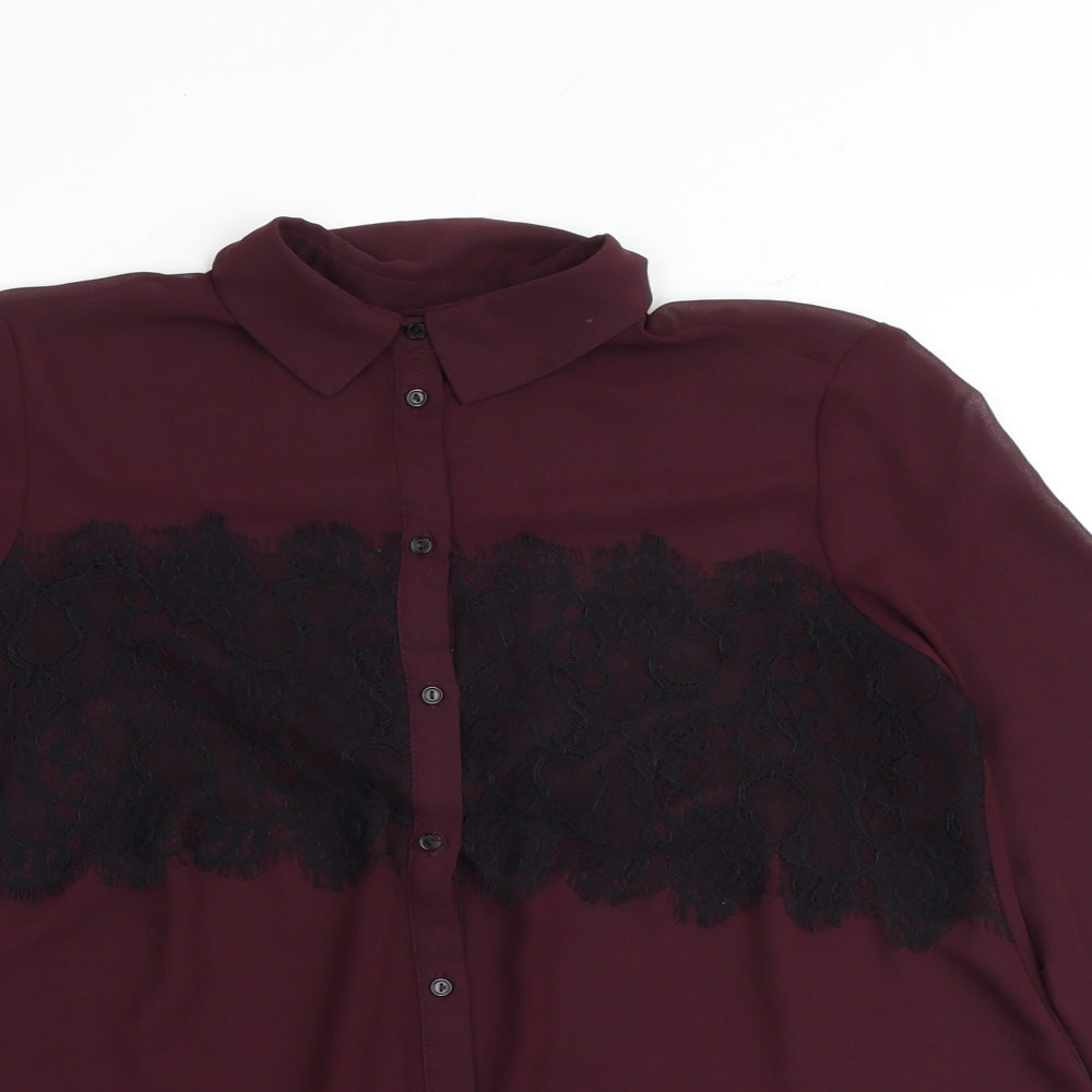 Womens UK Size 8 Topshop Purple Basic Button-Up