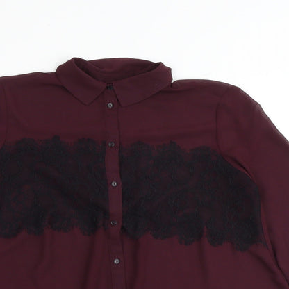 Womens UK Size 8 Topshop Purple Basic Button-Up