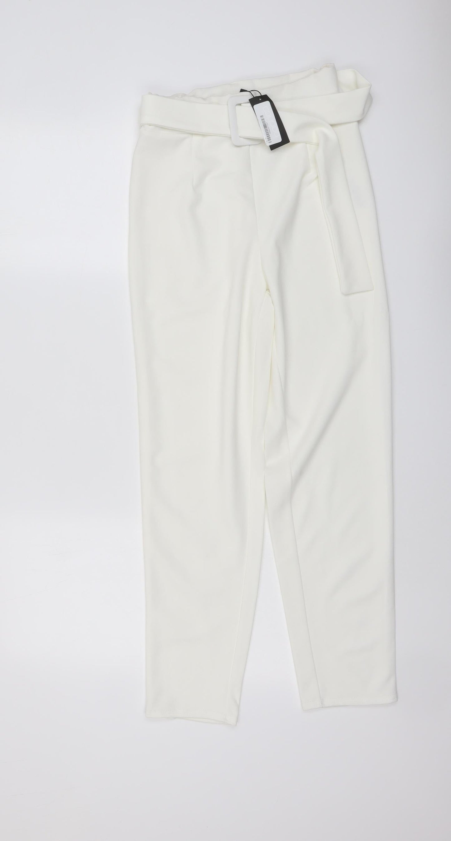 Womens UK Size 8 Boohoo Regular Fit Chino Ivory Trousers