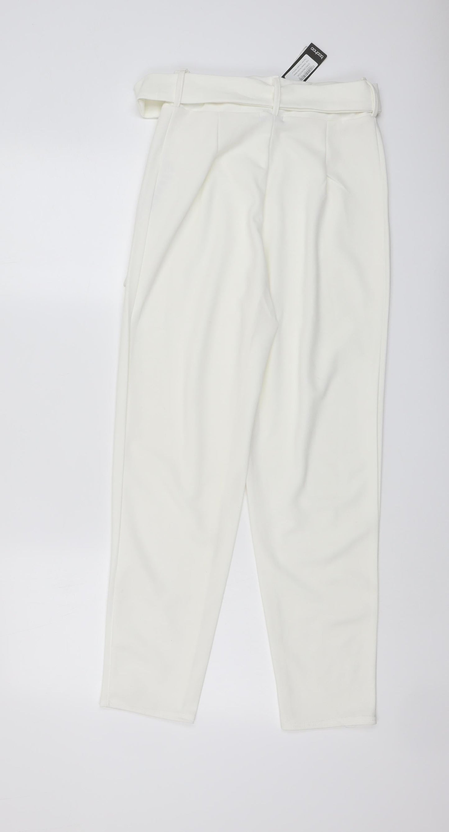 Womens UK Size 8 Boohoo Regular Fit Chino Ivory Trousers
