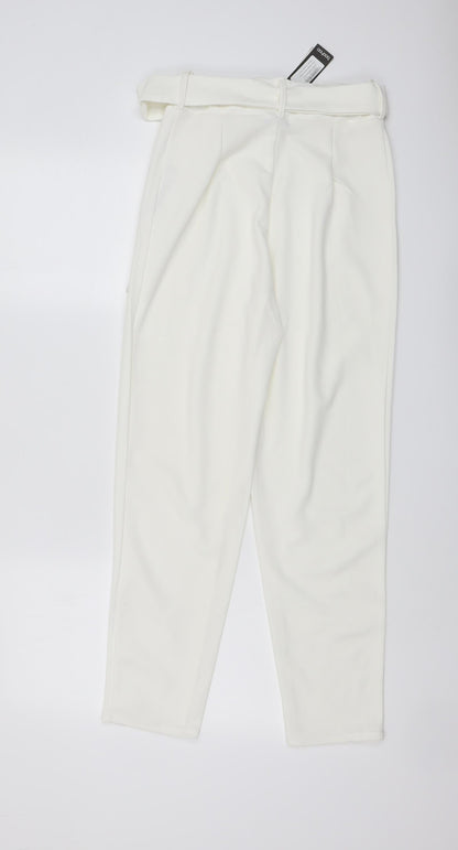 Womens UK Size 8 Boohoo Regular Fit Chino Ivory Trousers