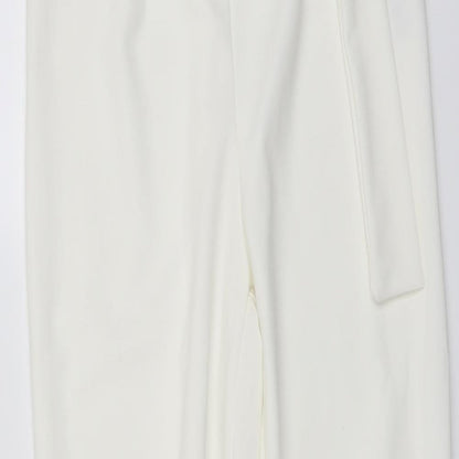 Womens UK Size 8 Boohoo Regular Fit Chino Ivory Trousers