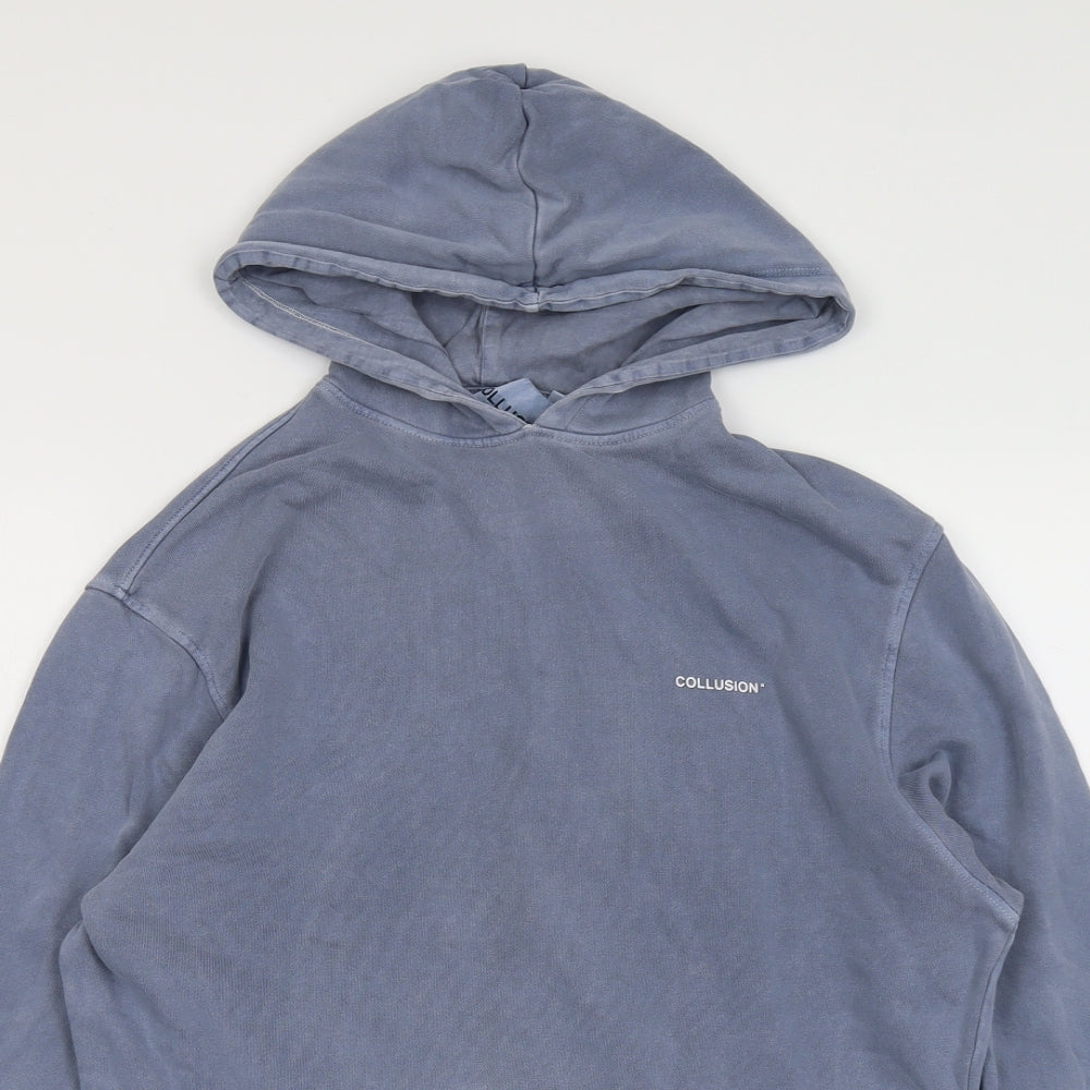 Mens UK Size XS COLLUSION Blue Pullover Hoodie