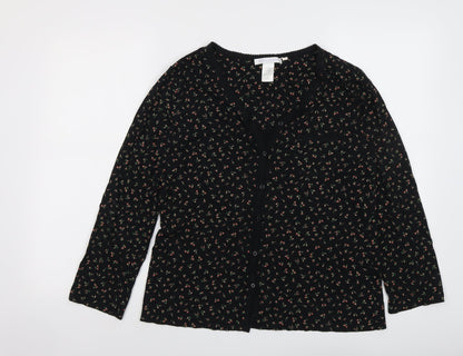 Womens UK Size S Carole Hochman Black Basic Button-Up